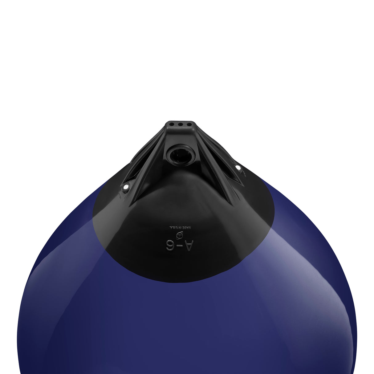 Navy Blue buoy with Black-Top, Polyform A-6 angled shot