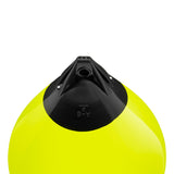 Saturn Yellow buoy with Black-Top, Polyform A-6 angled shot