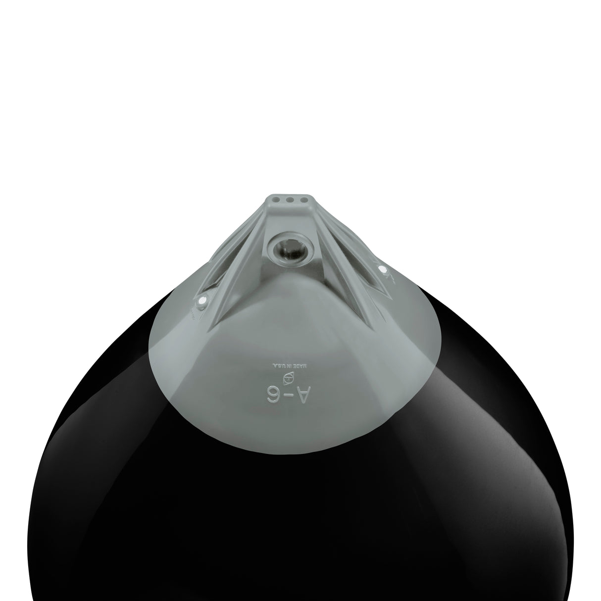 Black buoy with Grey-Top, Polyform A-6 angled shot