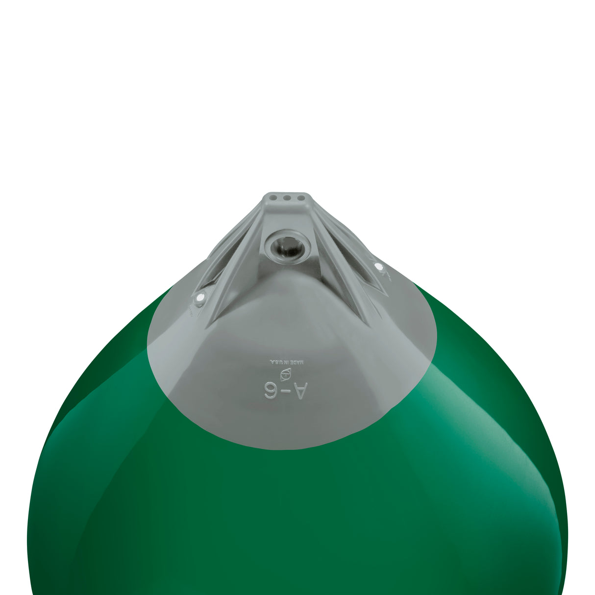 Forest Green buoy with Grey-Top, Polyform A-6 angled shot