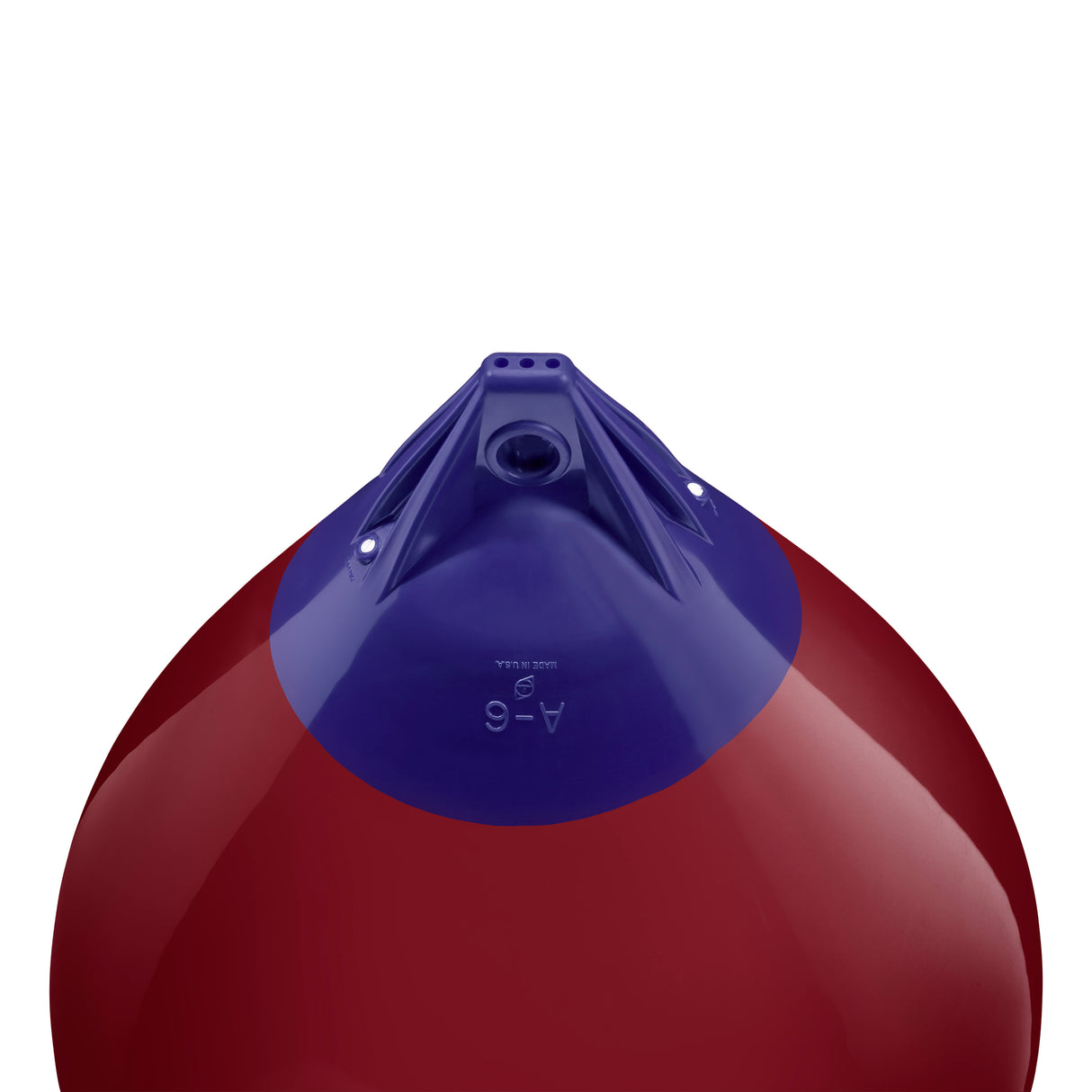Burgundy inflatable buoy, Polyform A-6 angled shot