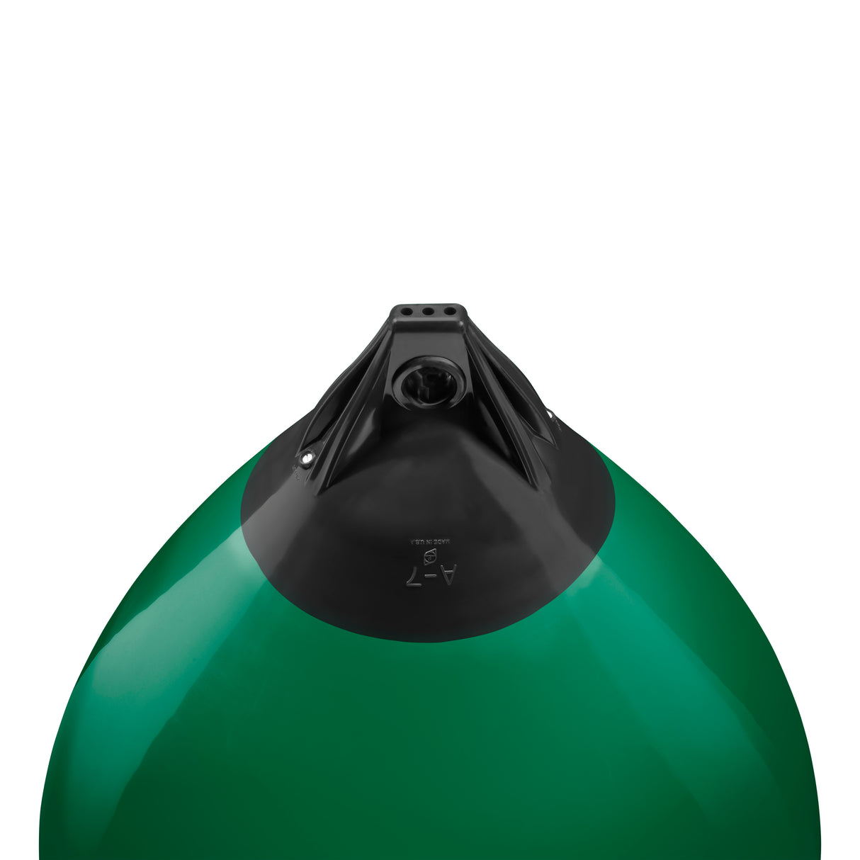 Forest Green buoy with Black-Top, Polyform A-7 angled shot