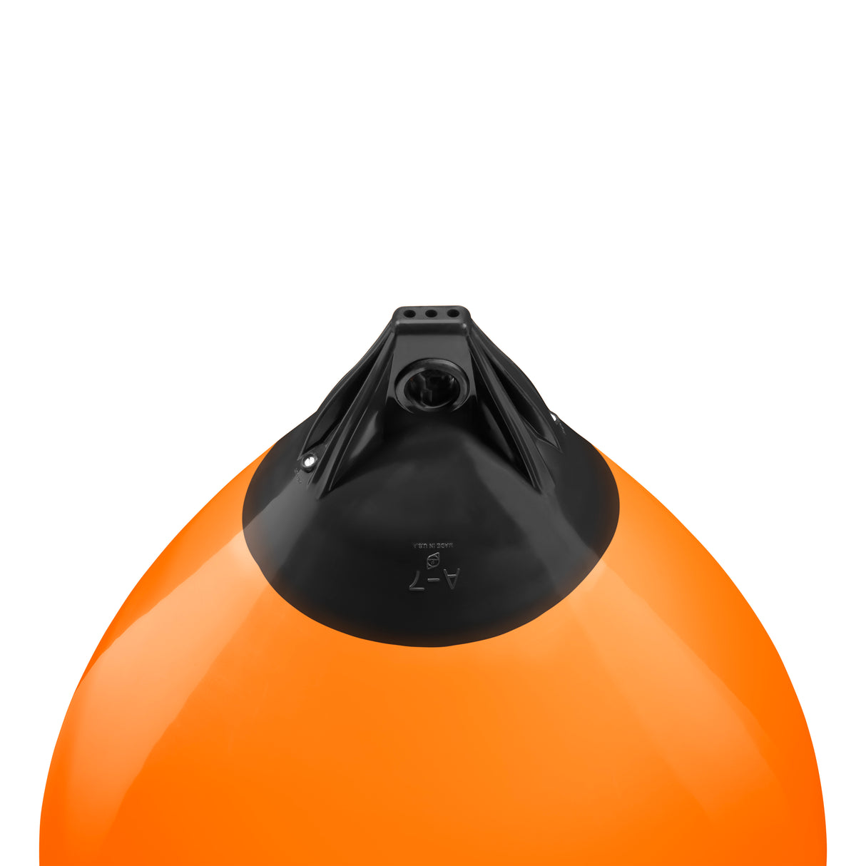 Orange buoy with Black-Top, Polyform A-7 angled shot
