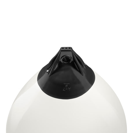 White buoy with Black-Top, Polyform A-7 angled shot