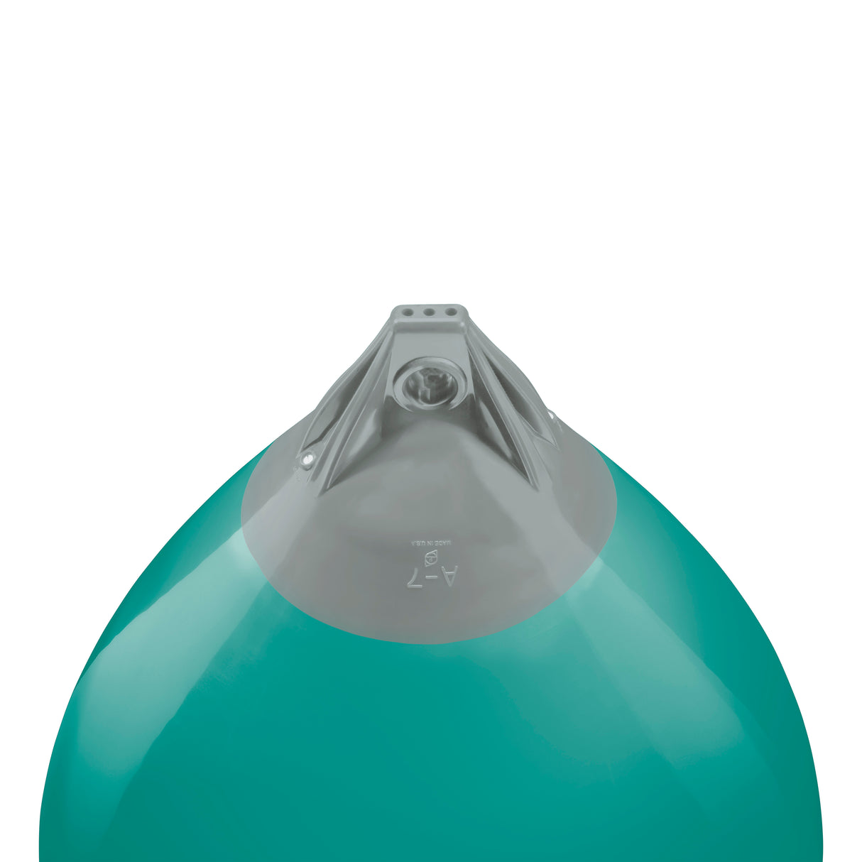 Teal buoy with Grey-Top, Polyform A-7 angled shot
