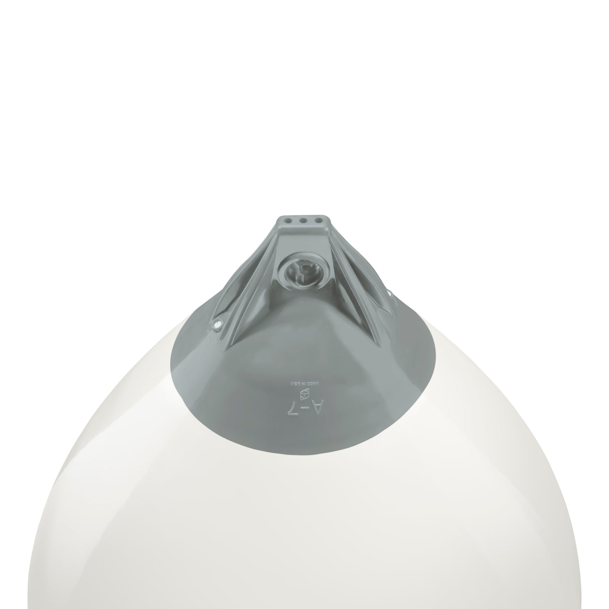 White buoy with Grey-Top, Polyform A-7 angled shot