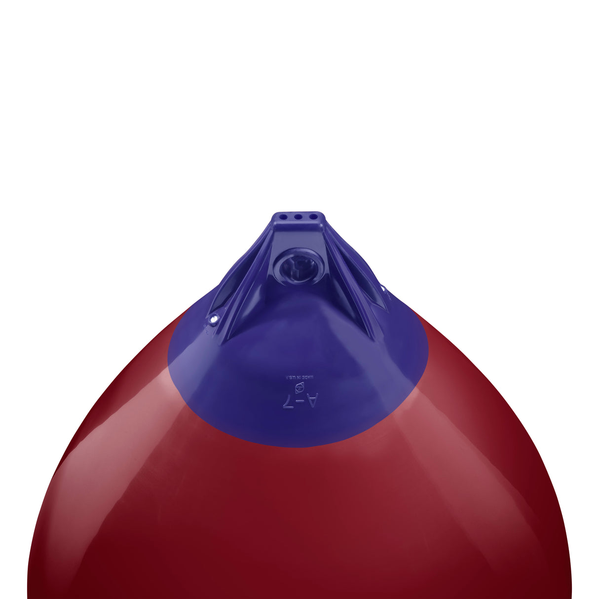 Burgundy inflatable buoy, Polyform A-7 angled shot