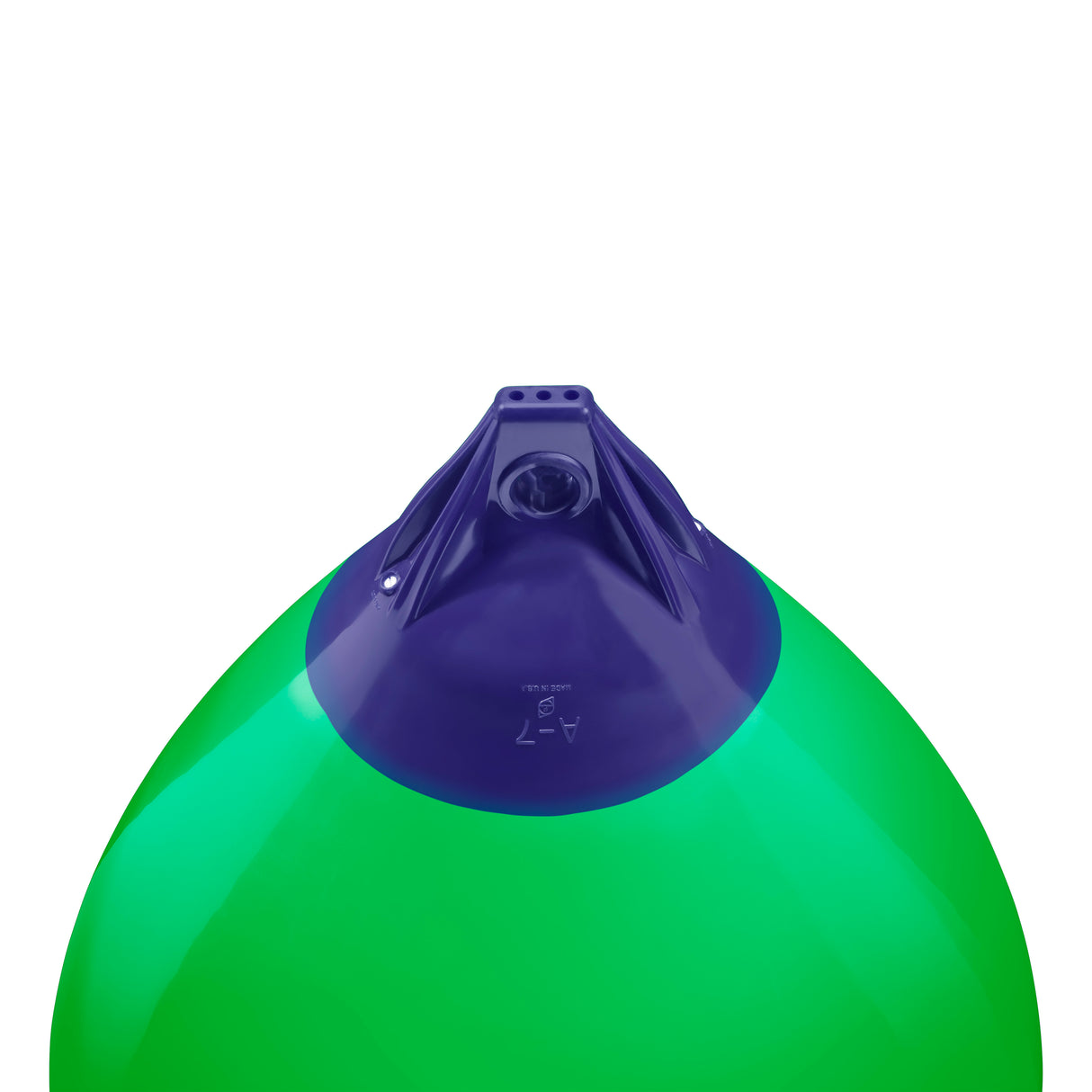 Green inflatable buoy, Polyform A-7 angled shot