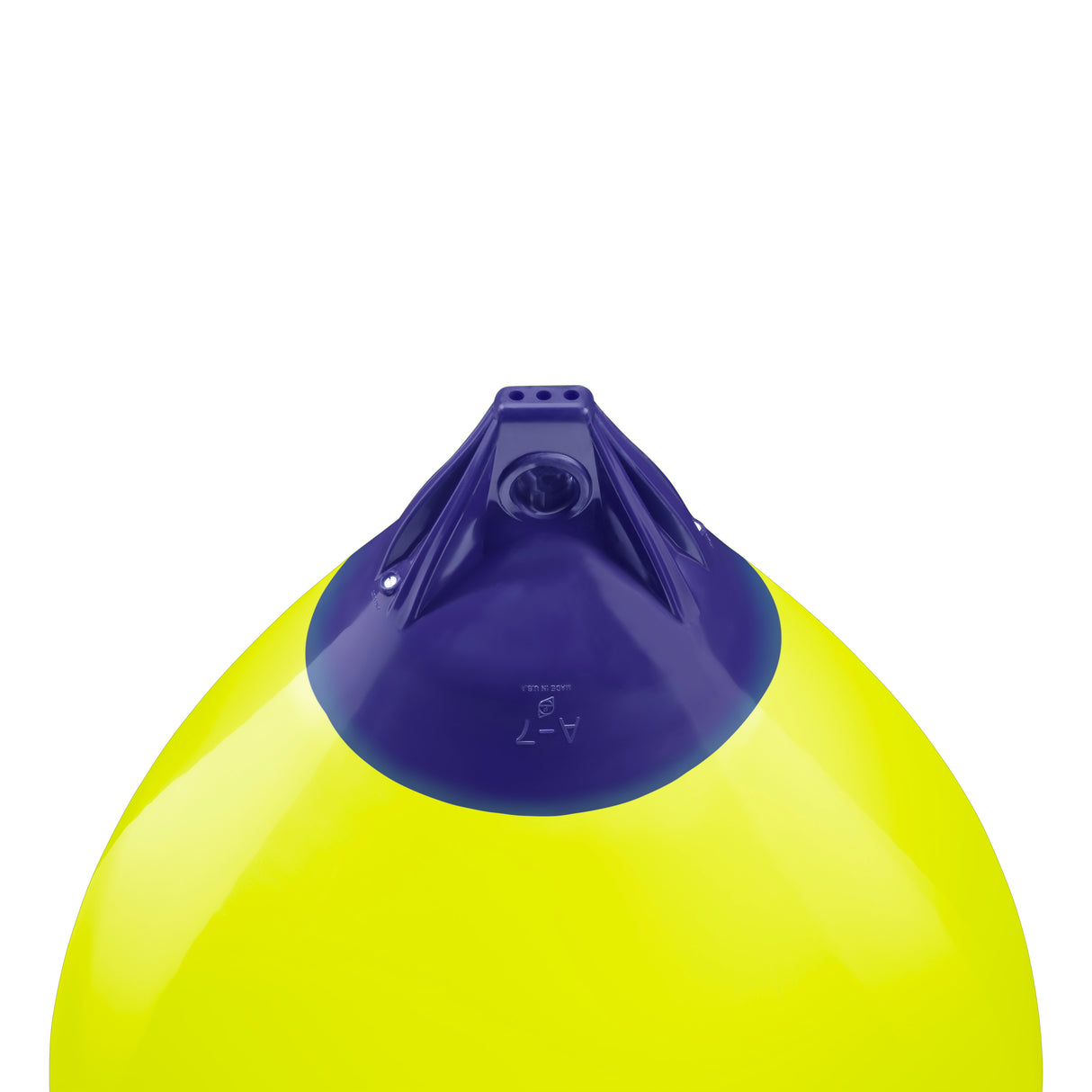 Saturn Yellow inflatable buoy, Polyform A-7 angled shot