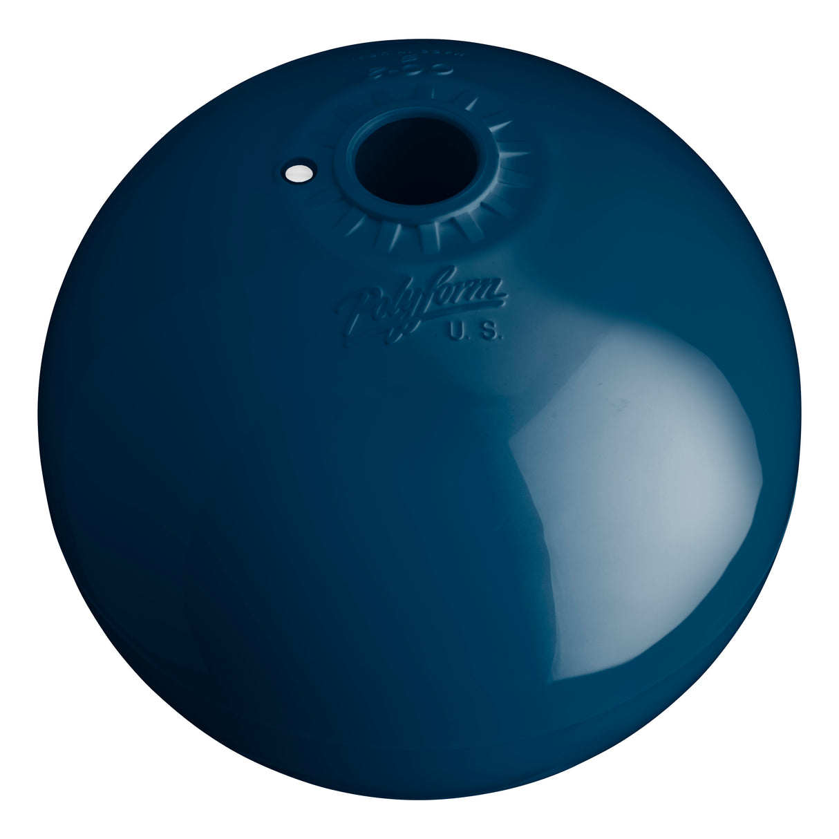 Hole through center mooring and marker buoy, Polyform CC-2 Catalina Blue angled shot