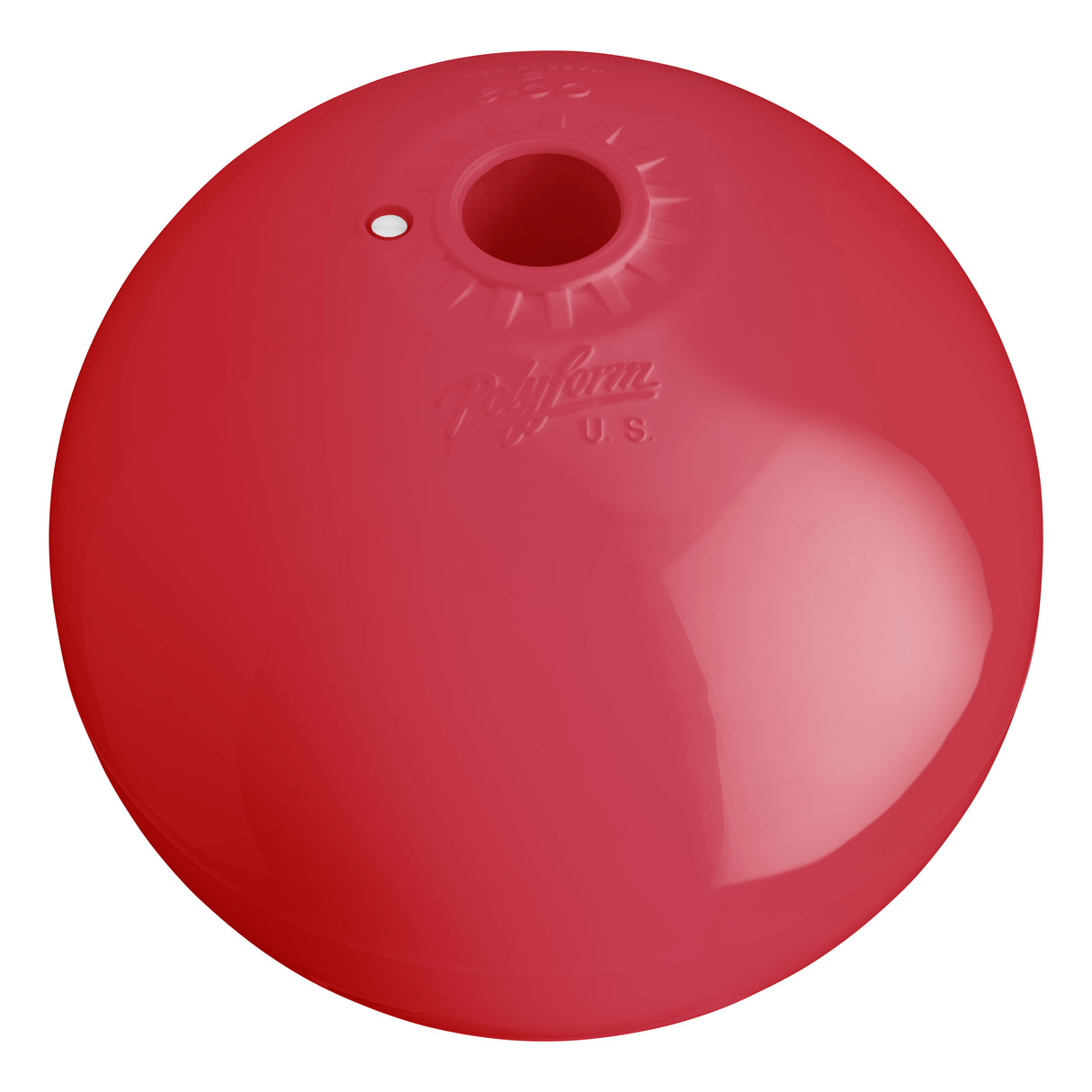 Hole through center mooring and marker buoy, Polyform CC-1 Classic Red angled shot