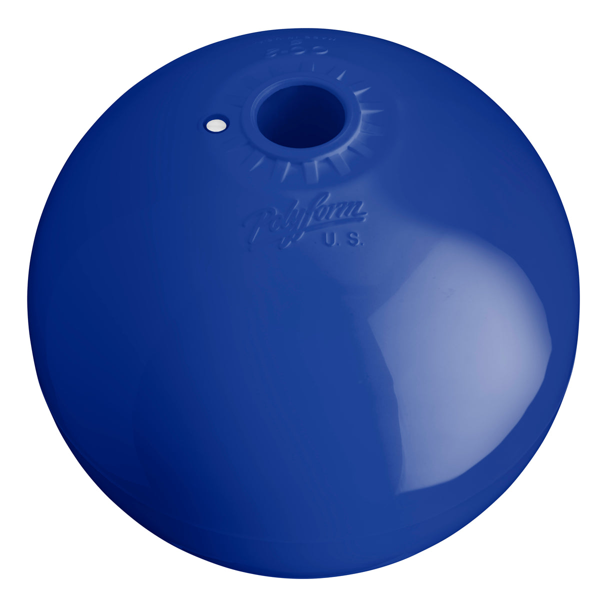 Hole through center mooring and marker buoy, Polyform CC-1 Cobalt Blue angled shot