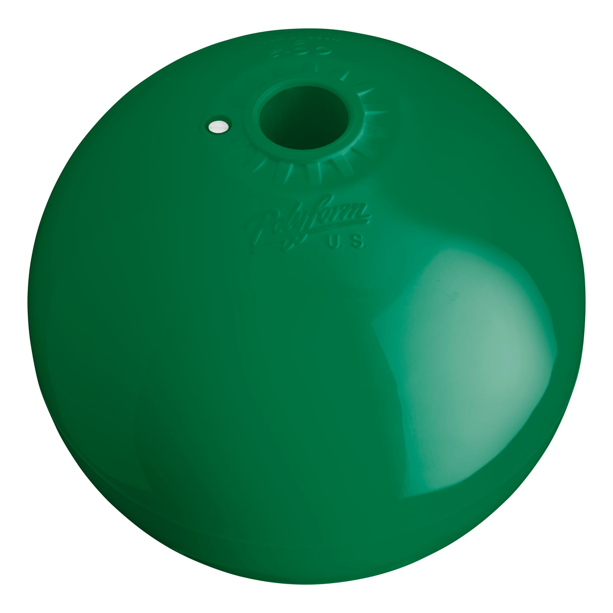 Hole through center mooring and marker buoy, Polyform CC-1 Forest Green angled shot
