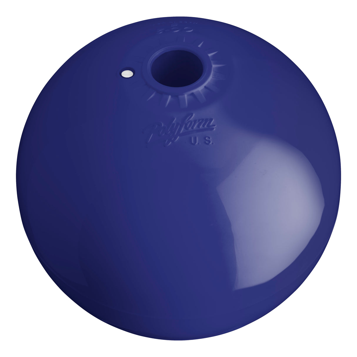 Hole through center mooring and marker buoy, Polyform CC-2 Navy Blue angled shot