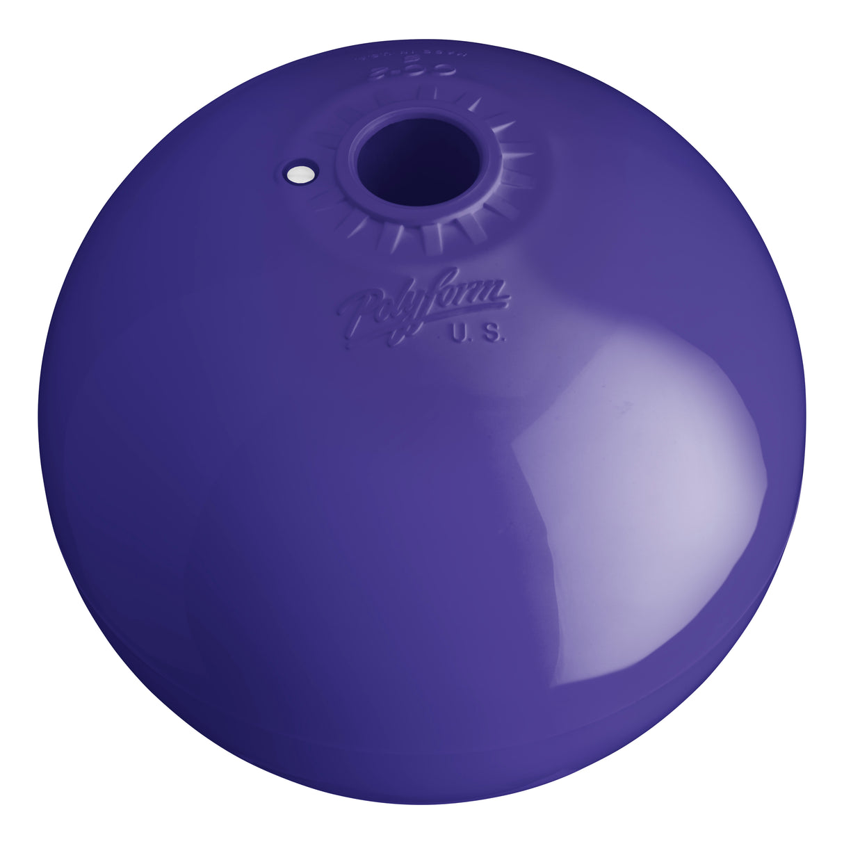 Hole through center mooring and marker buoy, Polyform CC-6 Purple angled shot
