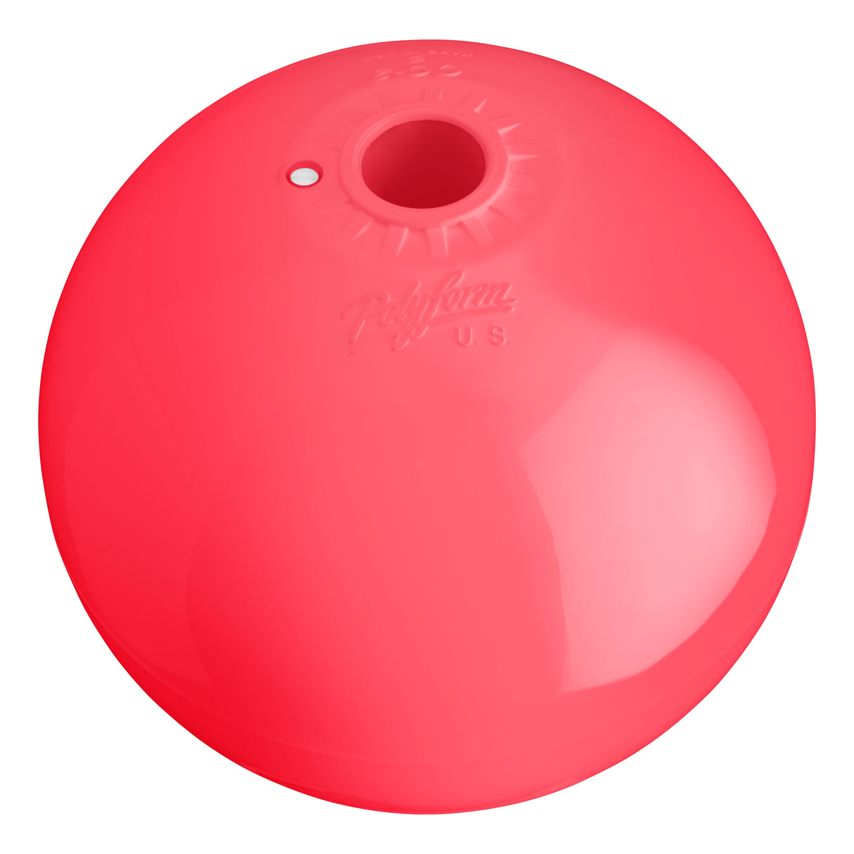 Hole through center mooring and marker buoy, Polyform CC-1 Red angled shot