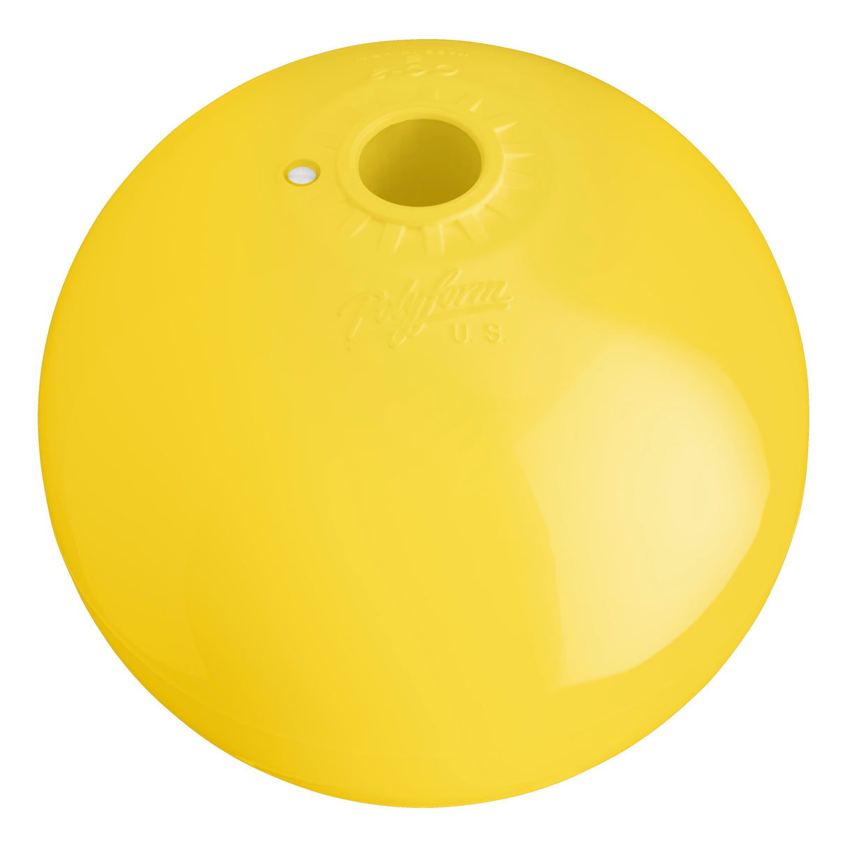 Hole through center mooring and marker buoy, Polyform CC-6 Yellow angled shot