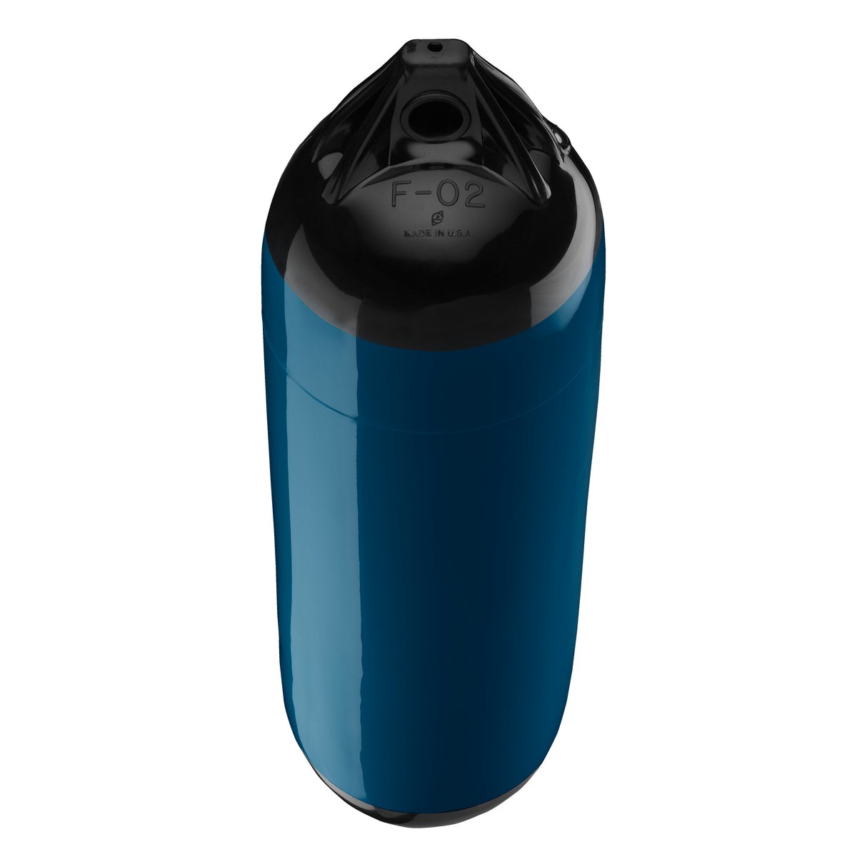 Catalina Blue boat fender with Black-Top, Polyform F-02 angled shot
