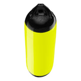 Saturn Yellow boat fender with Black-Top, Polyform F-02 angled shot