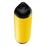 Yellow boat fender with Black-Top, Polyform F-02 angled shot