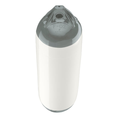 White with Grey Ropehold boat fender with Grey-Top, Polyform F-02 angled shot