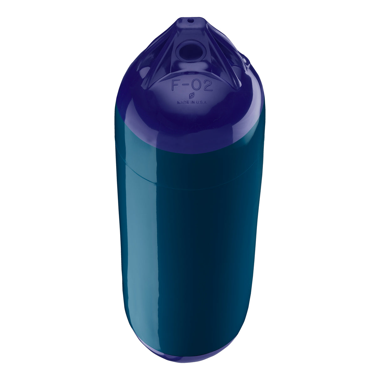 Catalina Blue boat fender with Navy-Top, Polyform F-02 angled shot