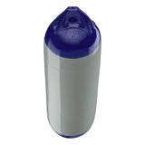 Grey boat fender with Navy-Top, Polyform F-02 angled shot