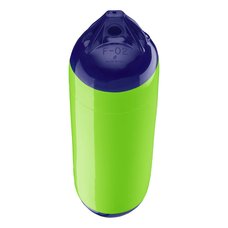 Lime boat fender with Navy-Top, Polyform F-02 angled shot