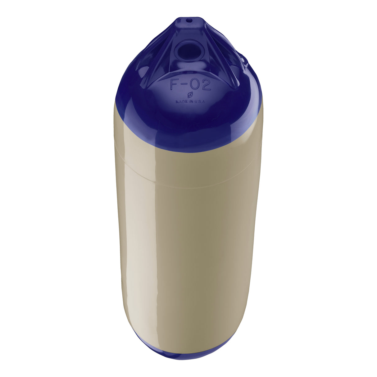 Sand boat fender with Navy-Top, Polyform F-02 angled shot