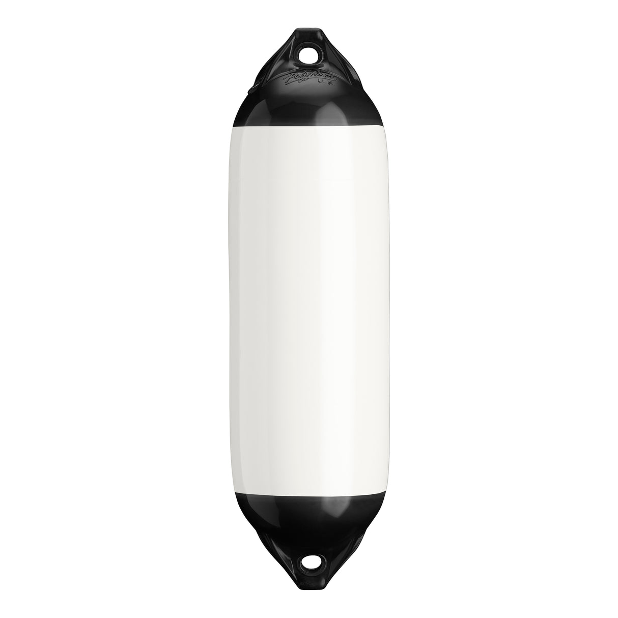 White with Black Ropehold boat fender with Black-Top, Polyform F-02 