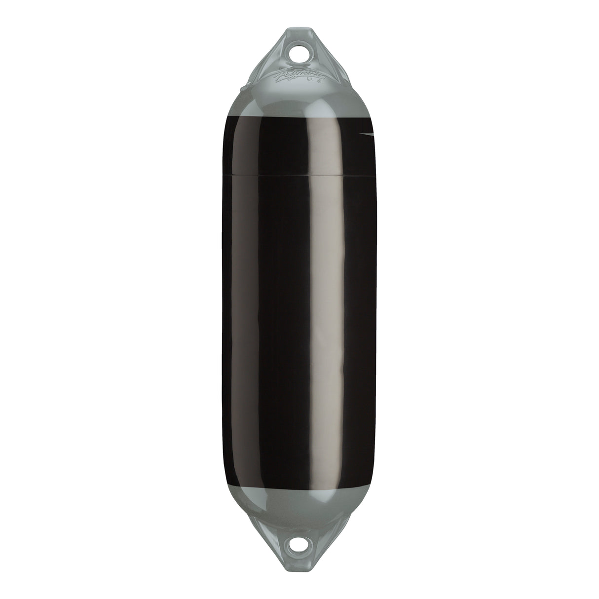 Black with Grey Ropehold boat fender with Grey-Top, Polyform F-02 