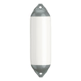 White with Grey Ropehold boat fender with Grey-Top, Polyform F-02 