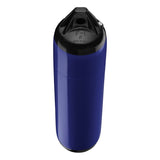Navy Blue boat fender with Black-Top, Polyform F-1 angled shot