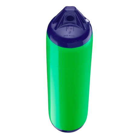 Green boat fender with Navy-Top, Polyform F-1 angled shot