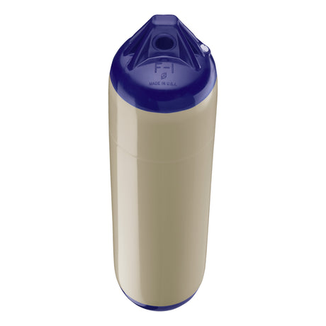 Sand boat fender with Navy-Top, Polyform F-1 angled shot