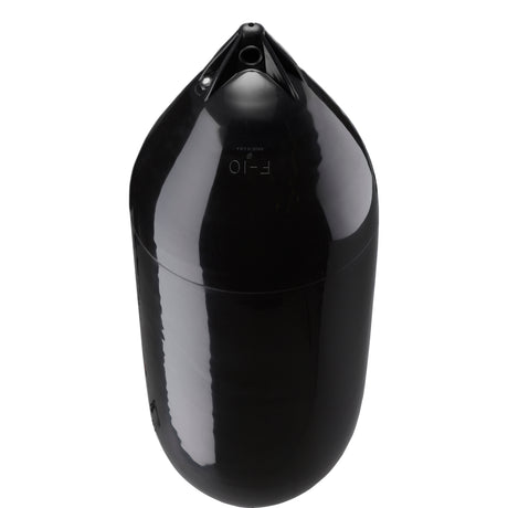 Black boat fender with Navy-Top, Polyform F-10 angled shot