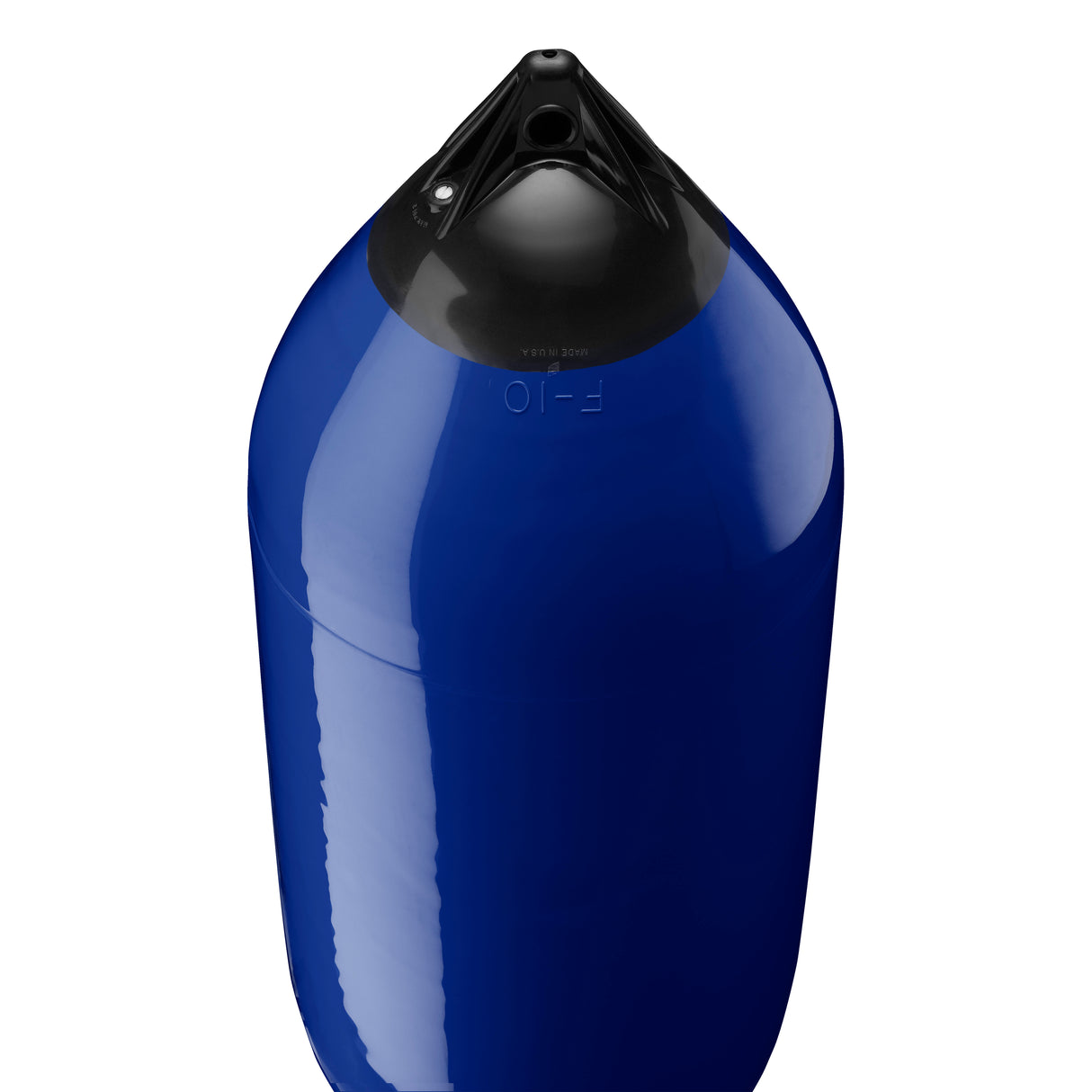 Cobalt Blue boat fender with Navy-Top, Polyform F-10 angled shot