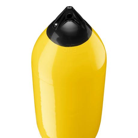 Yellow boat fender with Navy-Top, Polyform F-10 angled shot