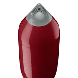 Burgundy boat fender with Grey-Top, Polyform F-10 angled shot