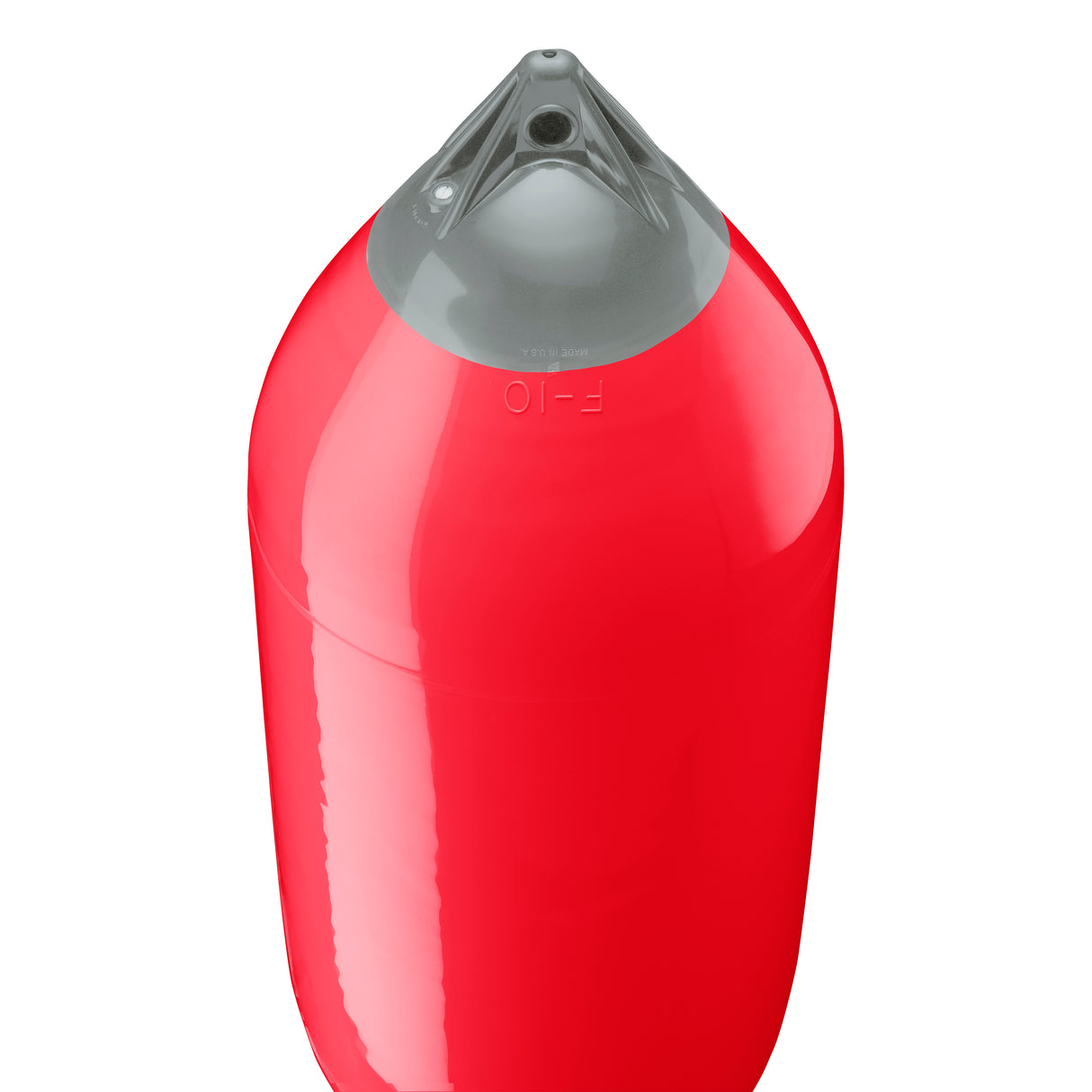 Red boat fender with Grey-Top, Polyform F-10 angled shot