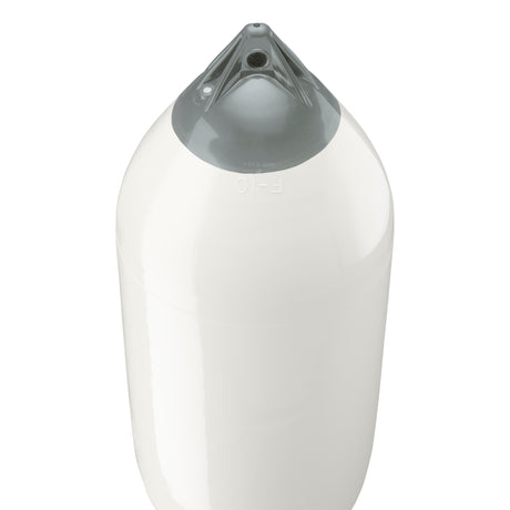 White boat fender with Grey-Top, Polyform F-10 angled shot