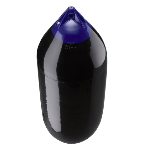 Black boat fender with Navy-Top, Polyform F-10 angled shot