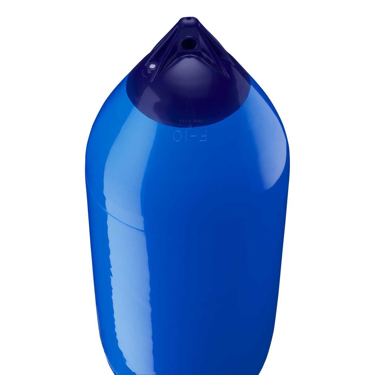 Blue boat fender with Navy-Top, Polyform F-10 angled shot