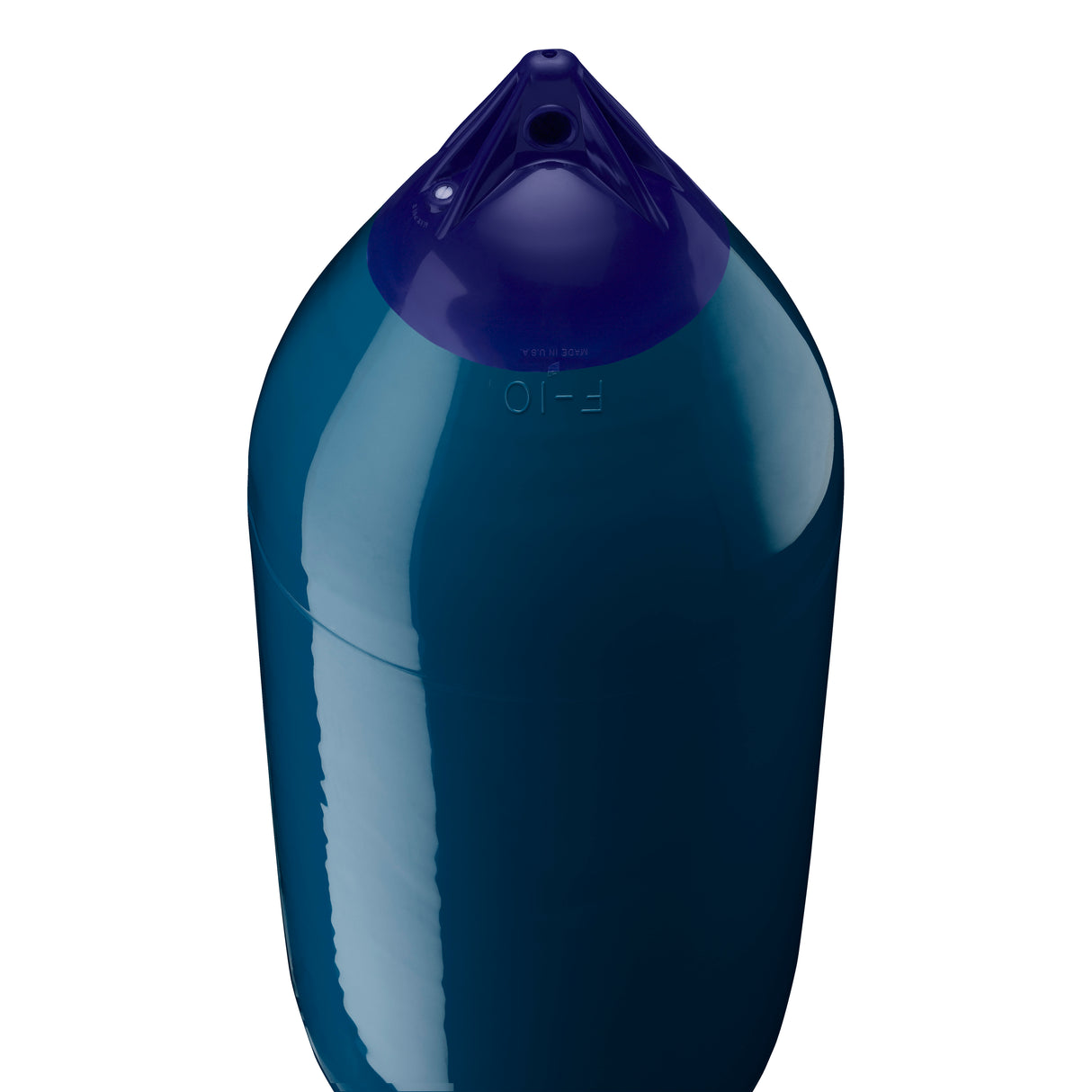 Catalina Blue boat fender with Navy-Top, Polyform F-10 angled shot