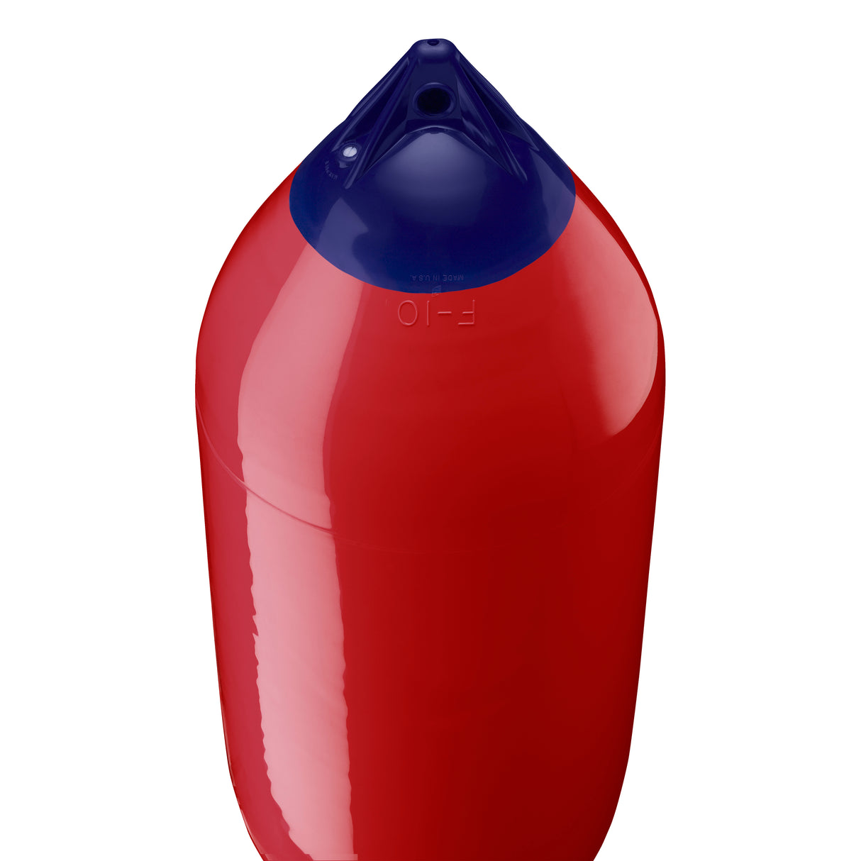 Classic Red boat fender with Navy-Top, Polyform F-10 angled shot