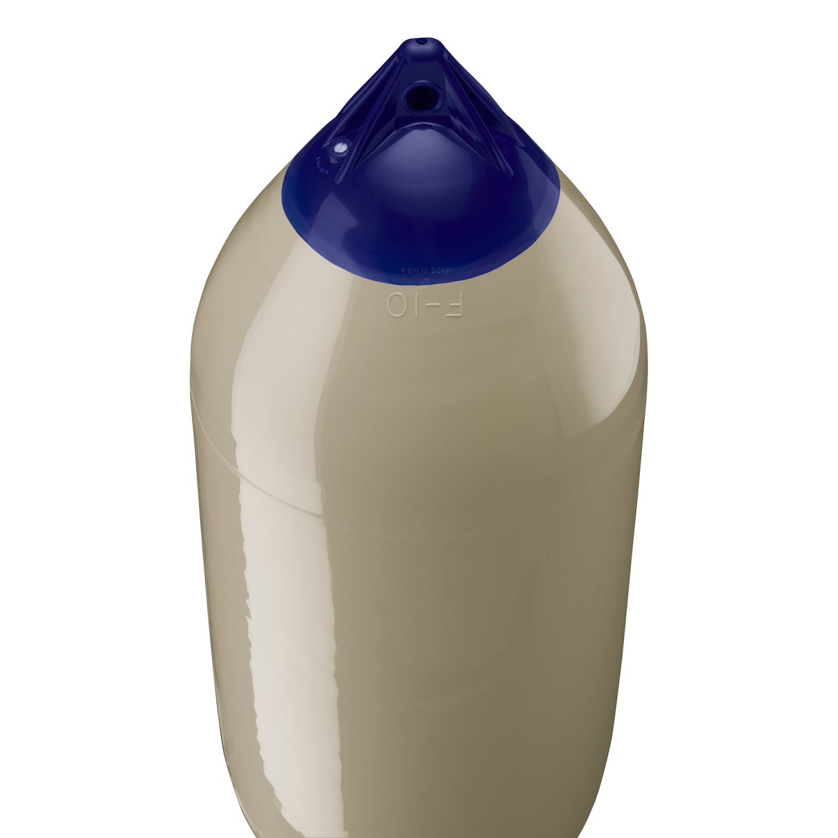 Sand boat fender with Navy-Top, Polyform F-10 angled shot