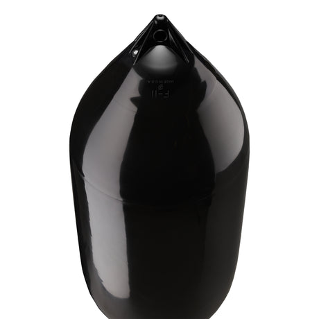 Black boat fender with Navy-Top, Polyform F-11 angled shot