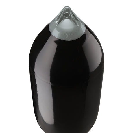 Black boat fender with Grey-Top, Polyform F-11 angled shot
