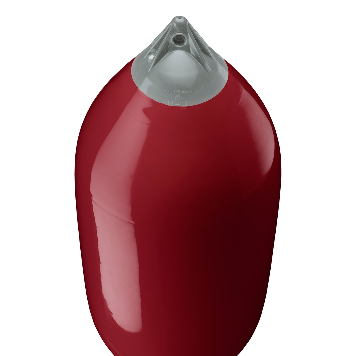 Burgundy boat fender with Grey-Top, Polyform F-11 angled shot