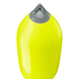 Saturn Yellow boat fender with Grey-Top, Polyform F-11 angled shot